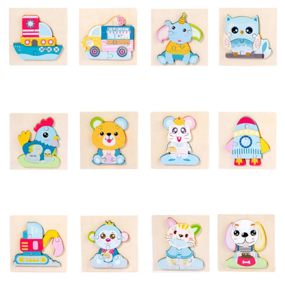 3 PCS Early Childhood Education Wooden Three-Dimensional Jigsaw Puzzle Toy(S-Rabbit) - Puzzle Toys by buy2fix | Online Shopping UK | buy2fix