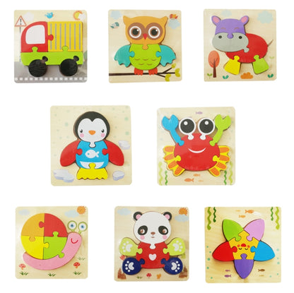 3 PCS Early Childhood Education Wooden Three-Dimensional Jigsaw Puzzle Toy(Y-Snail) - Puzzle Toys by buy2fix | Online Shopping UK | buy2fix