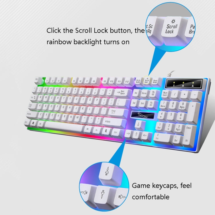 ZGB G21B Colorful Glow USB Wired Keyboard Mouse Set(White) - Wired Keyboard by ZGB | Online Shopping UK | buy2fix