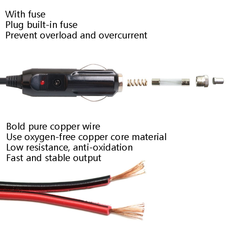 Car Compressor Refrigerator Line 12/24V Semiconductor Refrigerator Power Cord Cigarette Lighter Line, Specification: Without Switch 1m - In Car by buy2fix | Online Shopping UK | buy2fix