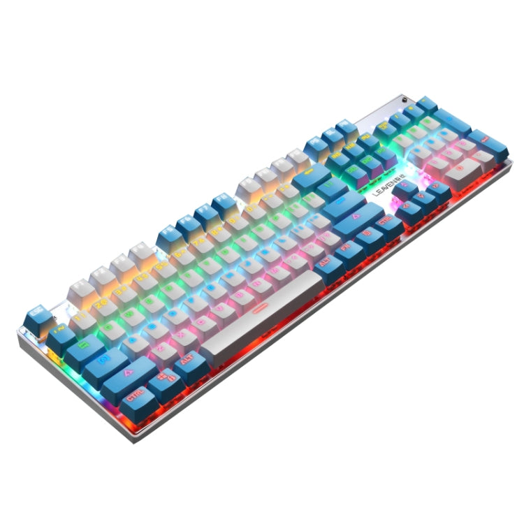 104 Keys Green Shaft RGB Luminous Keyboard Computer Game USB Wired Metal Mechanical Keyboard, Cabel Length:1.5m, Style: Double Imposition Version (White Blue) - Wired Keyboard by buy2fix | Online Shopping UK | buy2fix