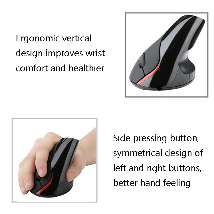 HH-111 5 Keys Wireless Vertical Charging Mouse Ergonomics Wrist Protective Mouse(Black) - Wireless Mice by buy2fix | Online Shopping UK | buy2fix