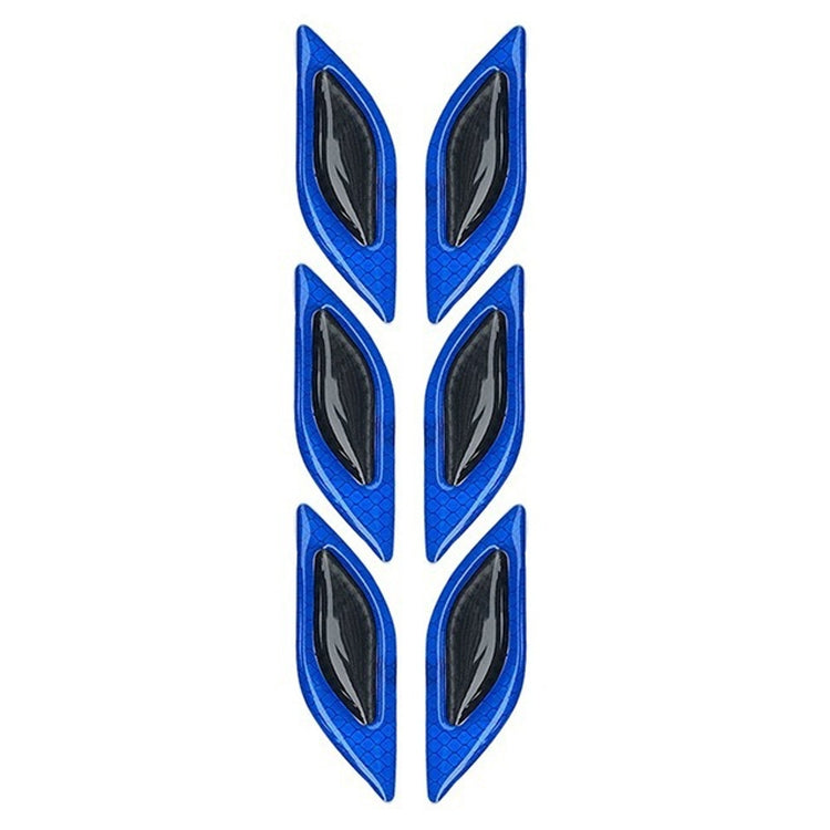 2 Sets Carbon Fiber Warning Sticker Car Anti-Collision Strip Leaf Plate Reflective Sticker Hood Light Eyebrow Anti-Collision Drops Sticker(6 PCS  (Blue)) - In Car by buy2fix | Online Shopping UK | buy2fix