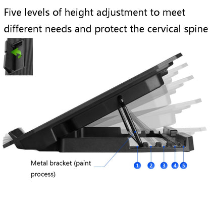 ICE COOREL N106 Laptop Base Adjustment Radiator Dual-Fan Notebook Cooling Bracket, Colour: Luxury Version (Knight Dark) - Computer & Networking by ICE COOREL | Online Shopping UK | buy2fix