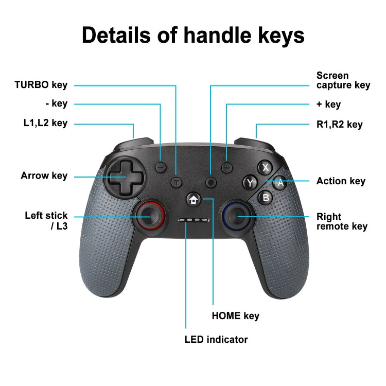 Bluetooth Wireless Gamepad  Built-In Dual Motors With TURBO Function Suitable For Switch Pro(Black) - Gamepads by buy2fix | Online Shopping UK | buy2fix