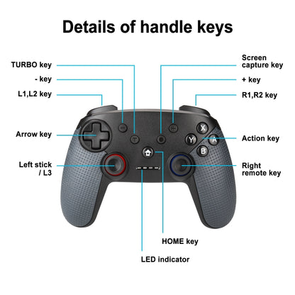 Bluetooth Wireless Gamepad  Built-In Dual Motors With TURBO Function Suitable For Switch Pro(Black) - Gamepads by buy2fix | Online Shopping UK | buy2fix