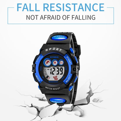 SYNOKE 9802 Children Sports Waterproof Digital Watch(Black Blue) - Silicone Strap Watches by SYNOKE | Online Shopping UK | buy2fix