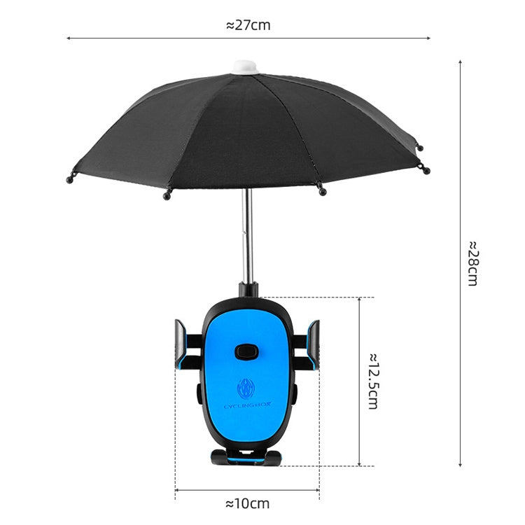 CYCLINGBOX BG-2935 Bicycle Mobile Phone Bracket With Umbrella Waterproof Navigation Electric Car Mobile Phone Frame, Style: Rearview Mirror Installation (Blue) - Outdoor & Sports by CYCLINGBOX | Online Shopping UK | buy2fix