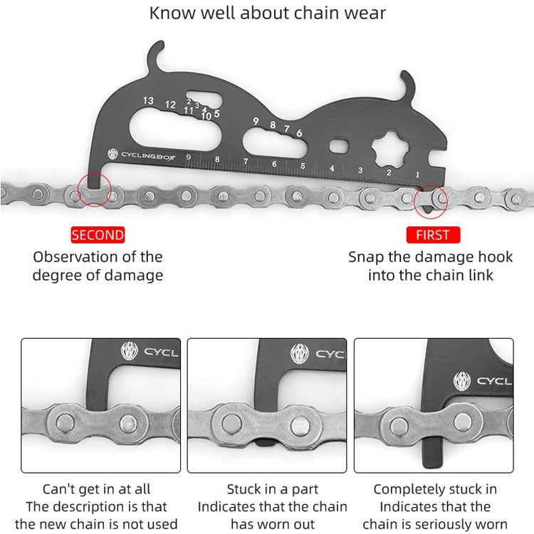 3 PCS CYCLINGBOX Mountain Bicycle Chain Wear Measuring Ruler Measuring Chain Ruler Inspection Tool(Black) - Outdoor & Sports by CYCLINGBOX | Online Shopping UK | buy2fix