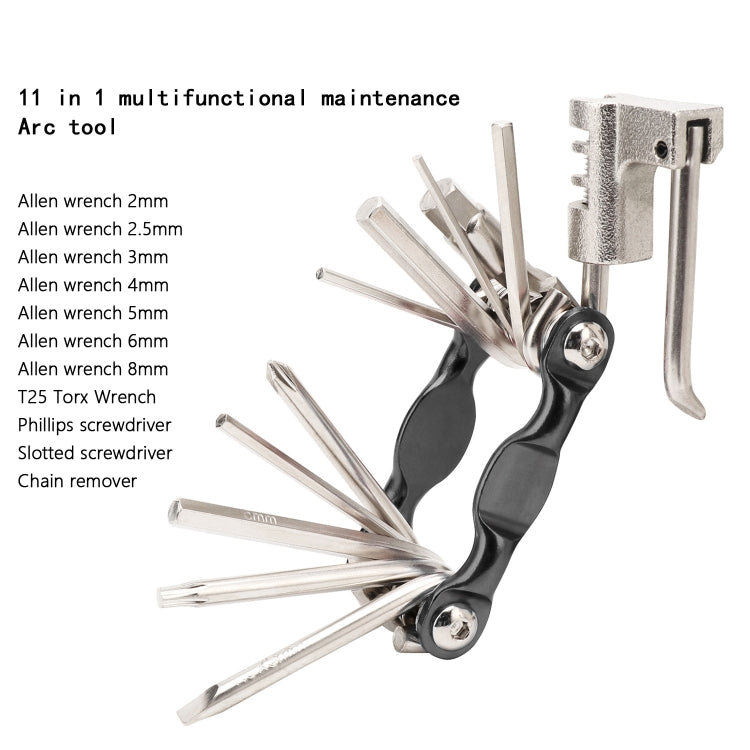 2 PCS BG-9835D Bicycle Multi-Function Maintenance Curved 11 In 1 Tool Mountain Highway Bike With Interception Machine Combination Tool(gold) - Outdoor & Sports by buy2fix | Online Shopping UK | buy2fix