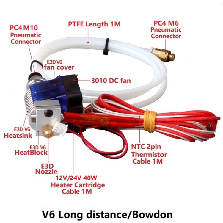 3D V6 Printer Extrusion Head Printer J-Head Hotend With Single Cooling Fan, Specification: Remotely 3 / 0.2mm - Consumer Electronics by buy2fix | Online Shopping UK | buy2fix