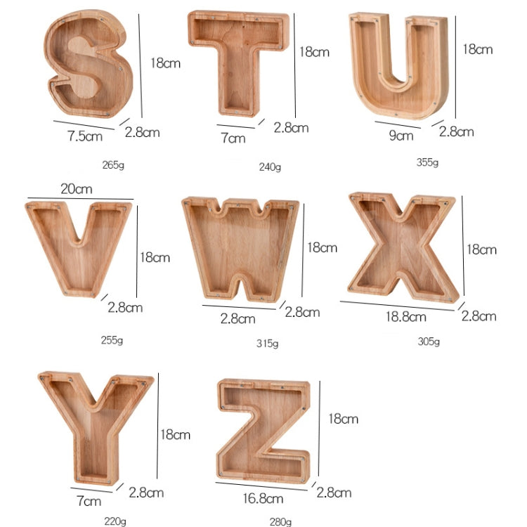 Wooden English Alphabet Piggy Bank Transparent Acrylic Piggy Bank(V) - Home & Garden by buy2fix | Online Shopping UK | buy2fix