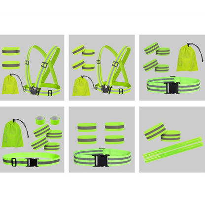 Reflective Elastic Band Suit Night Running Construction Site Traffic Safety Reflective Equipment,Style: 1 Belt+4 Arm Strap+2 Snap Circle+ Storage Bag - Workplace Safety Supplies by buy2fix | Online Shopping UK | buy2fix