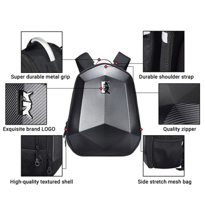 GHOST RACING GR-BB04 Motorcycle Riding Backpack Locomotive Hard Shell Bag Anti-Rain Helmet Computer Bag(Black) - In Car by GHOST RACING | Online Shopping UK | buy2fix