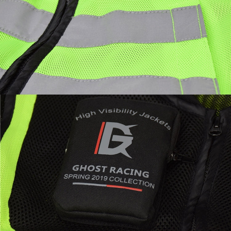 GHOST RACING GR-Y06 Motorcycle Riding Vest Safety Reflective Vest, Size: M(Fluorescent Green) - In Car by GHOST RACING | Online Shopping UK | buy2fix