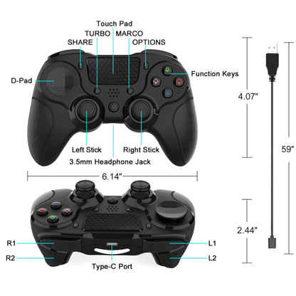 MB-P913 PC Six-Axis Somatosensory Back Key Programming Dual Vibration Bluetooth Gamepad For PS4 Pro(Blue Black) - Gamepads by buy2fix | Online Shopping UK | buy2fix