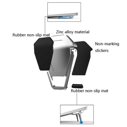 Metal Foldable Heightening Back Sticker Laptop Cooling Bracket(Silver + Black) - Computer & Networking by buy2fix | Online Shopping UK | buy2fix