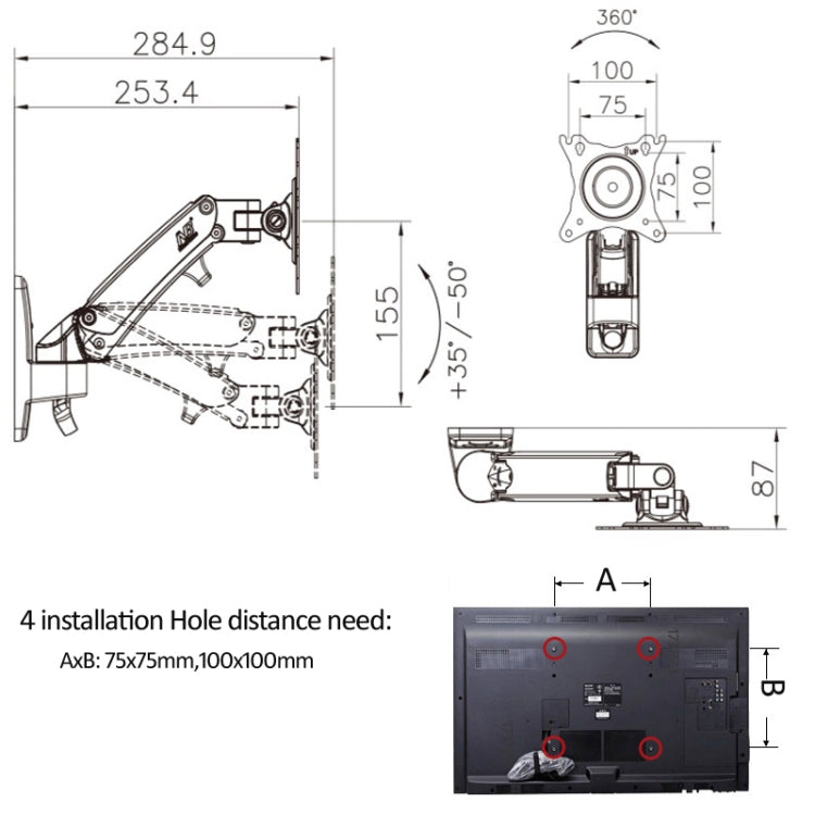 NORTH BAYOU Universal Telescopic Rotating Lifting Monitor Bracket, Model: F120 (Silver) - Computer & Networking by NORTH BAYOU | Online Shopping UK | buy2fix