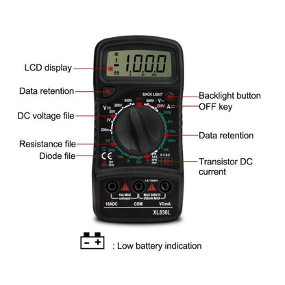 ANENG XL830L Multi-Function Digital Display High-Precision Digital Multimeter, Specification: Standard+10A Extra Tip Pen(Green) - Consumer Electronics by ANENG | Online Shopping UK | buy2fix