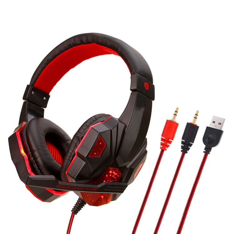 Soyto SY830 Computer Games Luminous Wired Headset, Color: For PC (Black Red) - Multimedia Headset by Soyto | Online Shopping UK | buy2fix