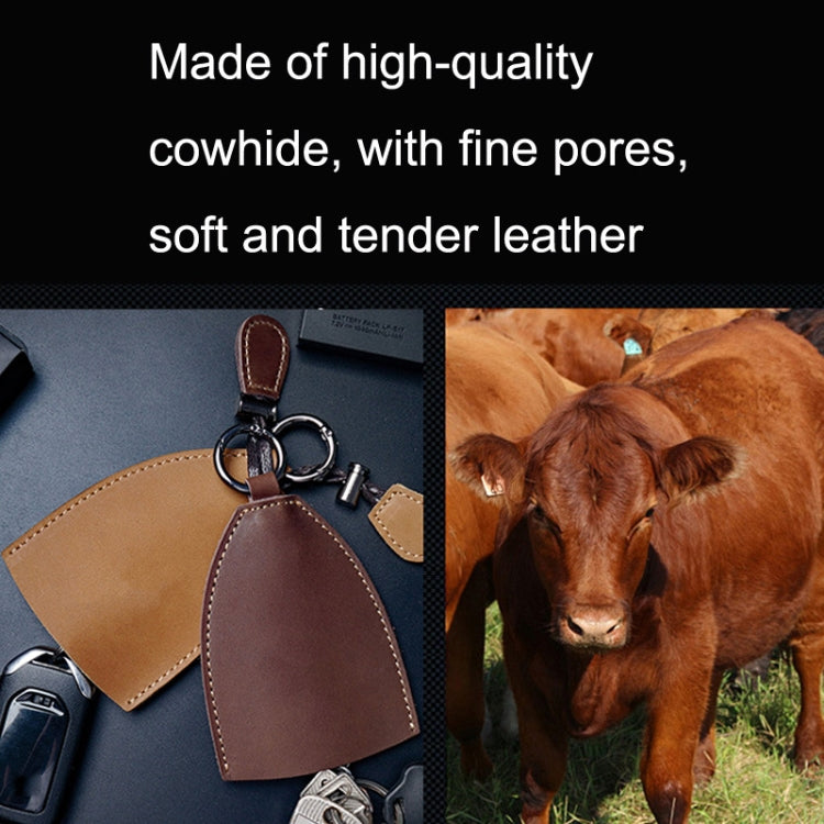 18Y-009 Vintage Handmade Leather Car Pull-Out Key Case(Oil Wax Skin Tea) - In Car by buy2fix | Online Shopping UK | buy2fix