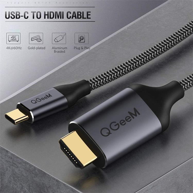 QGeeM QG-UA09 Type-C To HDMI Cable 1.8m - Cable by QGeeM | Online Shopping UK | buy2fix