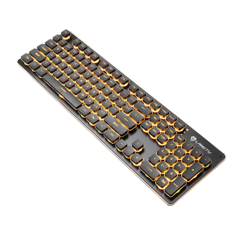 LANGTU L1 104 Keys USB Home Office Film Luminous Wired Keyboard, Cable Length:1.6m(Orange Light Black) - Wired Keyboard by LANGTU | Online Shopping UK | buy2fix