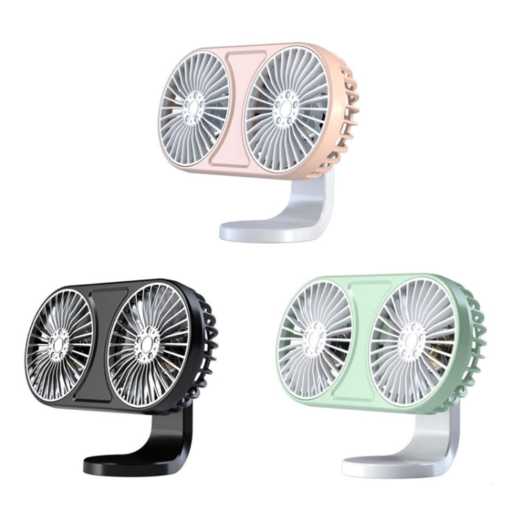 F211 Car Double Head With Led Electric Fan Car Air Outlet Instrument Panel USB Mini Fan(Black) - In Car by buy2fix | Online Shopping UK | buy2fix