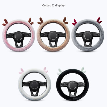 Antler Thick Plush Steering Wheel Cover, Style: O Type (Black) - In Car by buy2fix | Online Shopping UK | buy2fix