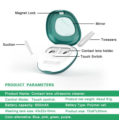 BAKU BA-2030 Portable Ultrasonic Contact Lens Cleaner(Green) - Ultrasonic Cleaner by BAKU | Online Shopping UK | buy2fix