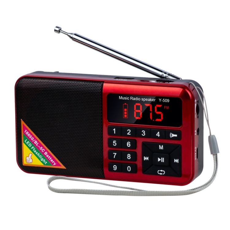 Bluetooth Card Radio Digital FM Player, Specifications: Y-509FM (No Solar Panel)(Red) - Consumer Electronics by buy2fix | Online Shopping UK | buy2fix