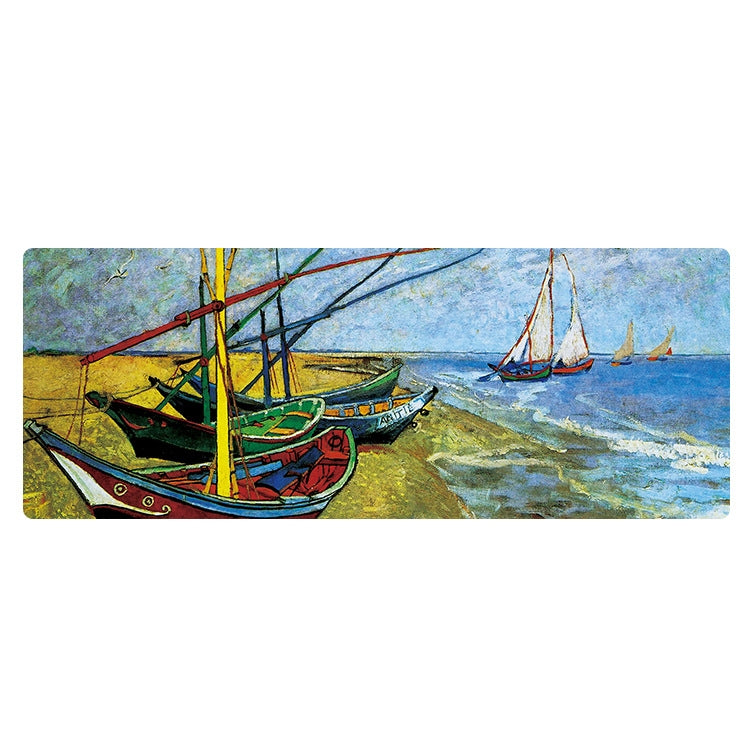 400x900x2mm Locked Am002 Large Oil Painting Desk Rubber Mouse Pad(Seaside Boat) - Mouse Pads by buy2fix | Online Shopping UK | buy2fix