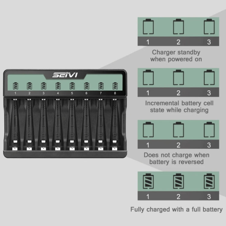 SEIVI On-Screen Eight-Slot Cradle Charging NiMH Battery USB Charger(SW-8NP) - Charger & Converter by SEIVI | Online Shopping UK | buy2fix