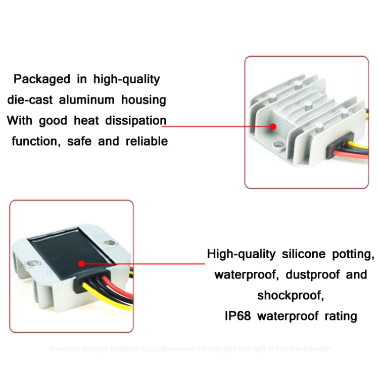 72W 12V To 24V 3A Waterproof Car Voltage Regulator(WG-12S2403) - In Car by buy2fix | Online Shopping UK | buy2fix