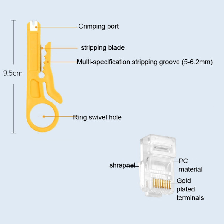 8P6P Network Cable Pliers + Stripping Pliers + Crystal Head Set - Lan Cable and Tools by buy2fix | Online Shopping UK | buy2fix