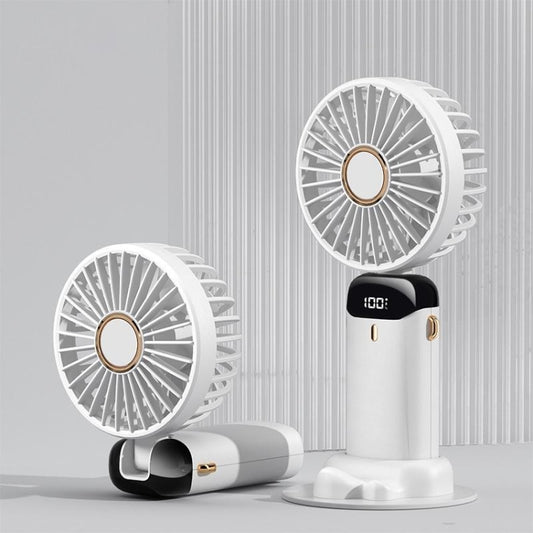 USB Handheld Digital Display Folding Aromatherapy Fan, Battery Capacity: 5000mAh(N15 White) - Consumer Electronics by buy2fix | Online Shopping UK | buy2fix