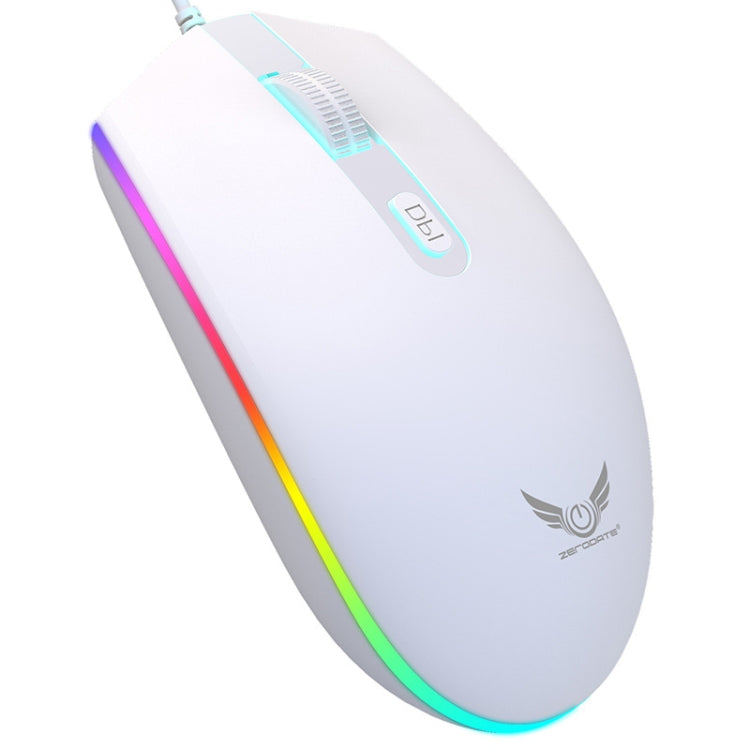 Zerodate V6 4 Keys 1600DPI Game Colorful RGB Marquee USB Wired Mouse, Cable Length: 1.35m(White) - Wired Mice by buy2fix | Online Shopping UK | buy2fix