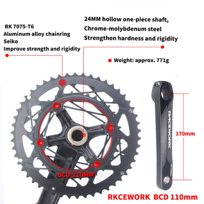 RACEWORK RKRFA Road Bike Aluminum Alloy 22-speed Crankset, Spec: 50-34T with BB - Bicycle Chains & Rounds by RACEWORK | Online Shopping UK | buy2fix