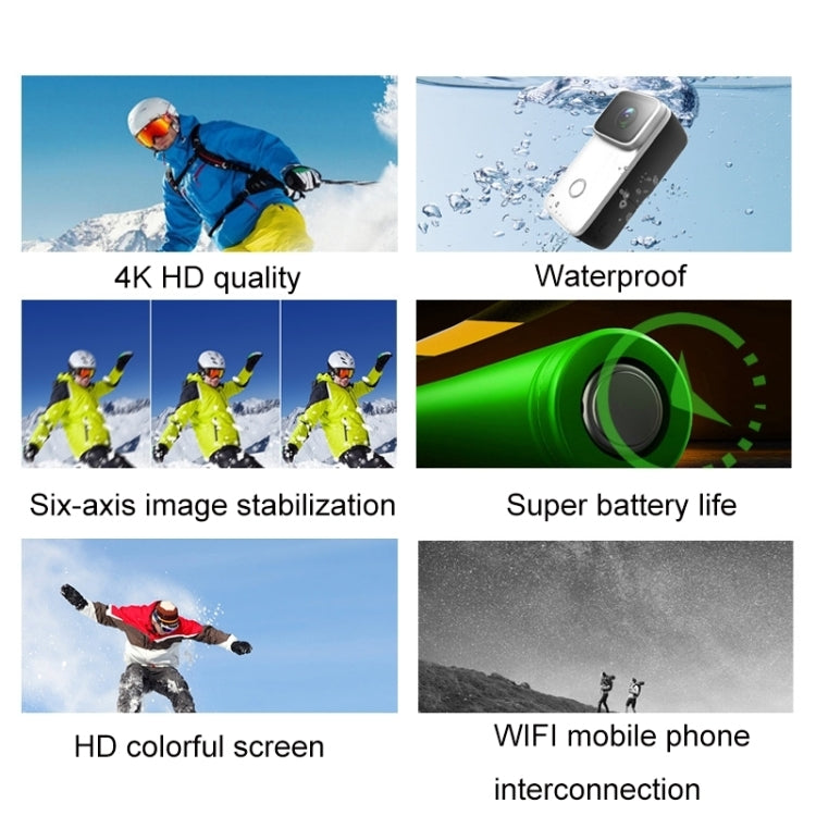 C200 4K Face Recognition WIFI Anti-Shake Outdoor Cycling Waterproof Sports Camera(White Set) - Consumer Electronics by buy2fix | Online Shopping UK | buy2fix