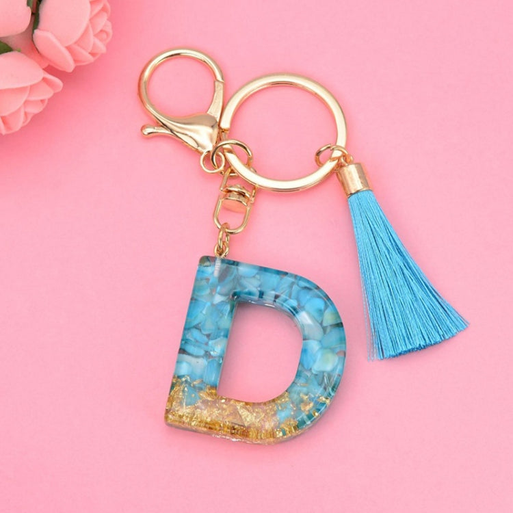 2 PCS English Alphabet Epoxy Tassel Keychain Bag Pendant(D) - In Car by buy2fix | Online Shopping UK | buy2fix