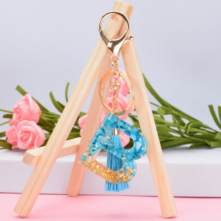 2 PCS English Alphabet Epoxy Tassel Keychain Bag Pendant(R) - In Car by buy2fix | Online Shopping UK | buy2fix