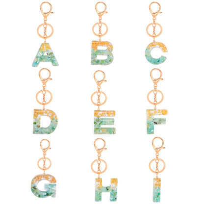 2 PCS Gold Foil Epoxy English Letter Keychain Bag Pendant(D) - In Car by buy2fix | Online Shopping UK | buy2fix