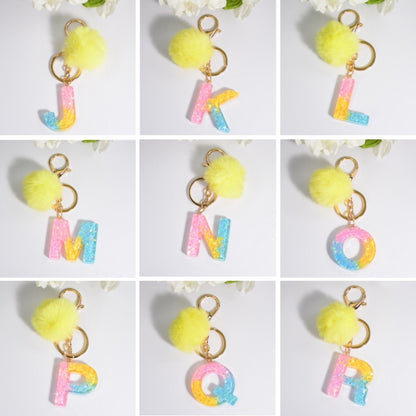 2 PCS Crystal Epoxy Rainbow Color Keychain Hair Ball Ladies Bag Pendant(N) - In Car by buy2fix | Online Shopping UK | buy2fix