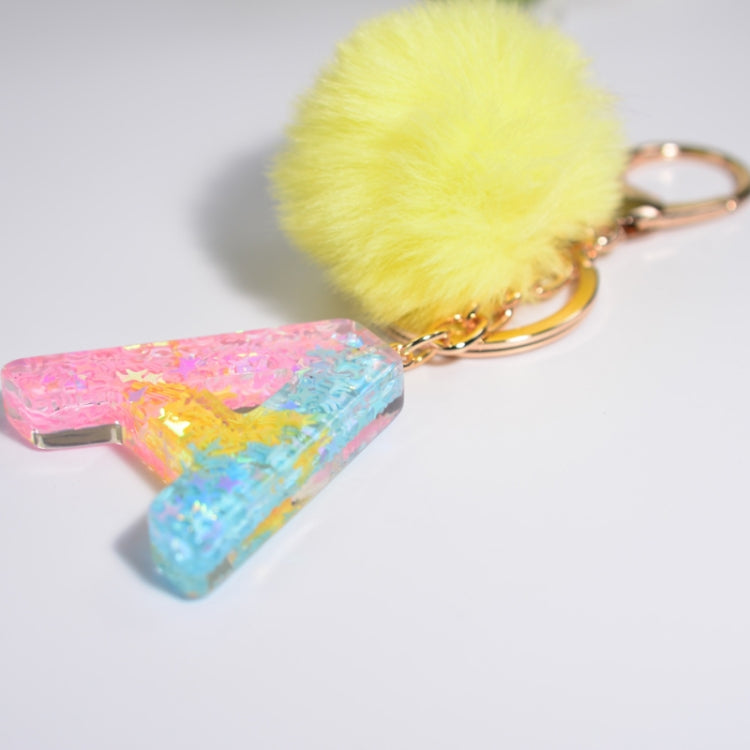 2 PCS Crystal Epoxy Rainbow Color Keychain Hair Ball Ladies Bag Pendant(Y) - In Car by buy2fix | Online Shopping UK | buy2fix