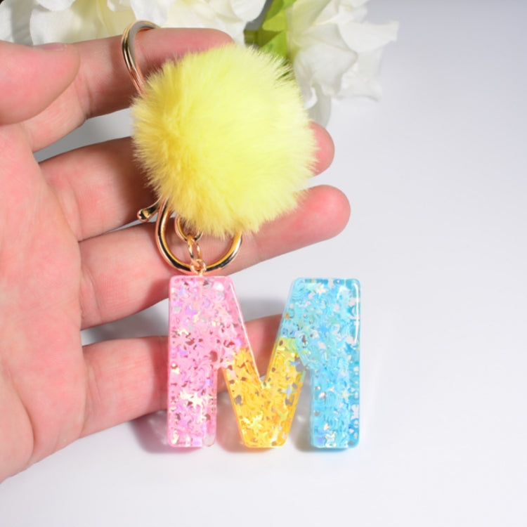 2 PCS Crystal Epoxy Rainbow Color Keychain Hair Ball Ladies Bag Pendant(Y) - In Car by buy2fix | Online Shopping UK | buy2fix