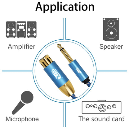 EMK KN603 2Pin 6.5mm Canon Line Balanced Audio Microphone Line,Cable Length: 5m(Blue) - Consumer Electronics by EMK | Online Shopping UK | buy2fix