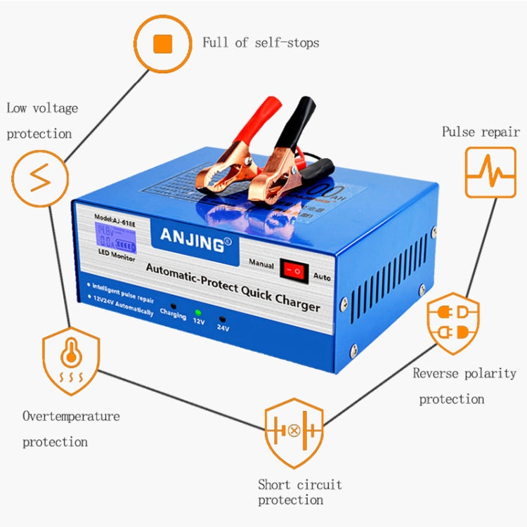 ANJING AJ-618E Battery Charger Car Battery Repairer, Model: UK Plug - In Car by buy2fix | Online Shopping UK | buy2fix