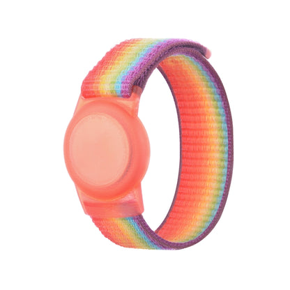 220mm  For AirTag Tracker Child Adult Nylon Strap Wristband Protective Case (Rainbow) - Watch Strap Series by buy2fix | Online Shopping UK | buy2fix