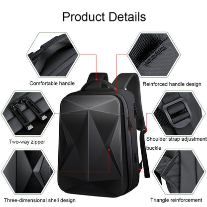 160 Large Capacity ABS Waterproof Laptop Backpack with USB Charging Port(Black) - Backpack by buy2fix | Online Shopping UK | buy2fix