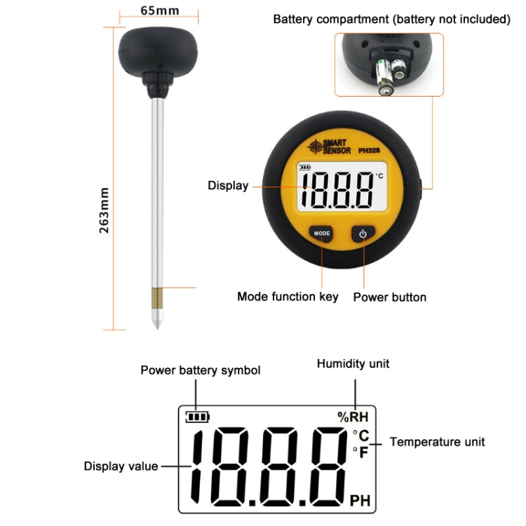 Smart Sensor PH328 Soil Acidity Meter Fertilizer Nutrient Humidity Detector - Consumer Electronics by buy2fix | Online Shopping UK | buy2fix